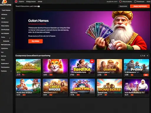 Online game tiles and category layout themed for Darwin Casino